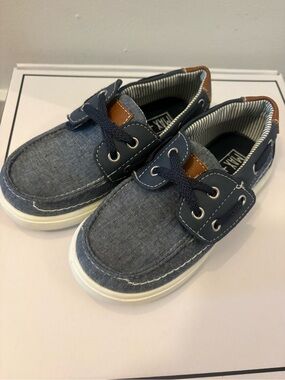 Max & Jake Kids Navy Canvas Boat Shoes, Size 10M
